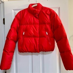 Athleta Summit Cropped Red Puffer
